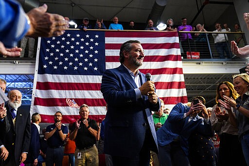 Sen. Ted Cruz, R-Texas speaks at a David McCormick Republican candidate for U.S. Senate in Pennsylvania campaign event in Lititz, Friday, May 13, 2022. (AP Photo/Matt Rourke)