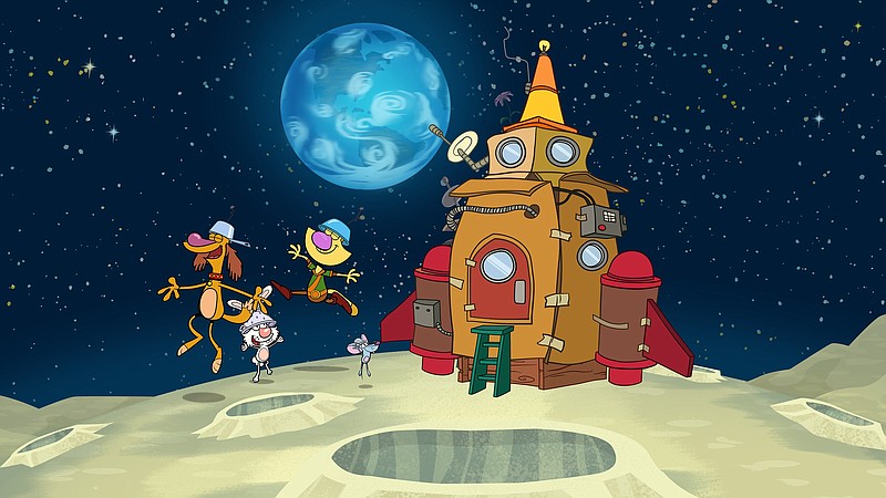 The characters from “Nature Cat” get things jumping on a visit to the moon. (Courtesy PBS/TNS)