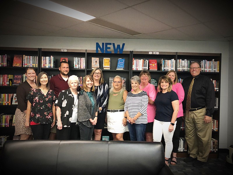 The South Callaway R-II Board of Education honored 20 employees who have achieved milestone years of service to the district and nine who will retire at the end of the 2021-22 school year. Pictured from left are: Kendra Slagle, Anita Dunnavant, Tim Rickerson, Linda Mealy, Ann Rickerson, Sylvia Horstman, Inez Stanberry, Carolyn Leeper, Shelly Byrne, Tracy Peaks, Andrea Beers and Kevin Hillman.
Not pictured are: Sandy Farley, Susan Russell, Richard Stieferman, Michelle Alford, Lindsey Even, Tim Kucera, Kathy Meers, James Meyers, Ashley Phillips, Vickie Bartley, Chris Gray, Randy Bailey and Doris O'Neal.