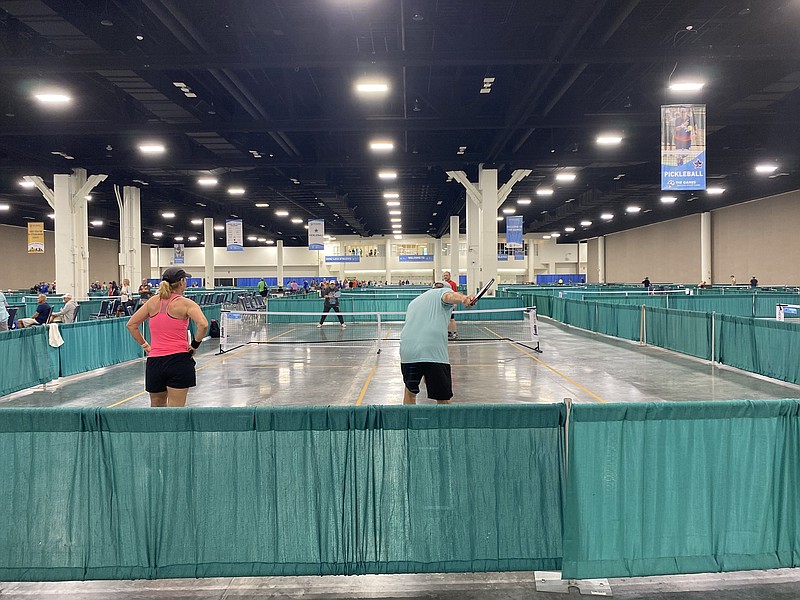 About 1,500 pickleball players, all 50 years old and older, are competing this week in a national senior championship tournament in Fort Lauderdale. (Austen Erblat/South Florida Sun Sentinel/TNS)