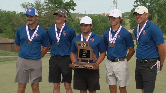 The California High School Boys Golf team won the 2022 Class 2 State Championship in Columbia on Monday with a combined score of 671. (Photo by California School District)