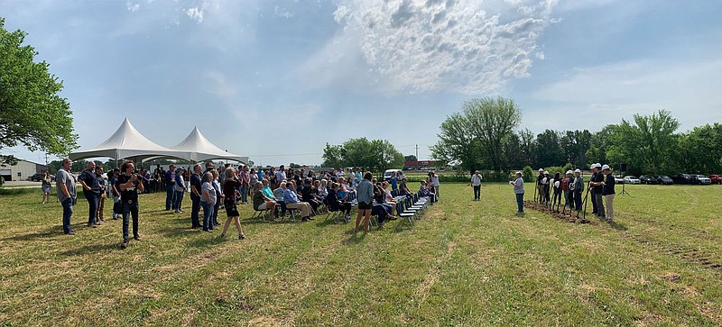A crowd gathers Wednesday during a groundbreaking ceremony for a $16.6 million project for Samaritan Community Center at 2910 S. 8th St. in Rogers. Visit nwaonline.com/220519Daily/ for today’s photo gallery.
(NWA Democrat-Gazette/Andy Shupe)