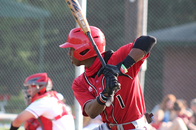 Photo By: Michael Hanich
Camden Fairview shortstop Martavius Thomas practicing his swing before his turn to bat in the game against Magnolia.