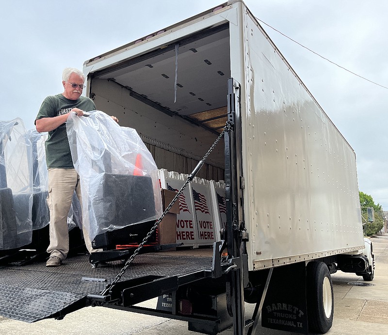 Miller County poll worker George Goynes unloads voting machines Monday, May 23, 2022, the day before the 2022 Arkansas Primary. Polls will be open from 7:30 a.m. to 7:30 p.m. Tuesday, May 24, 2022, at 13 locations throughout the county. (Photo By James Bright)