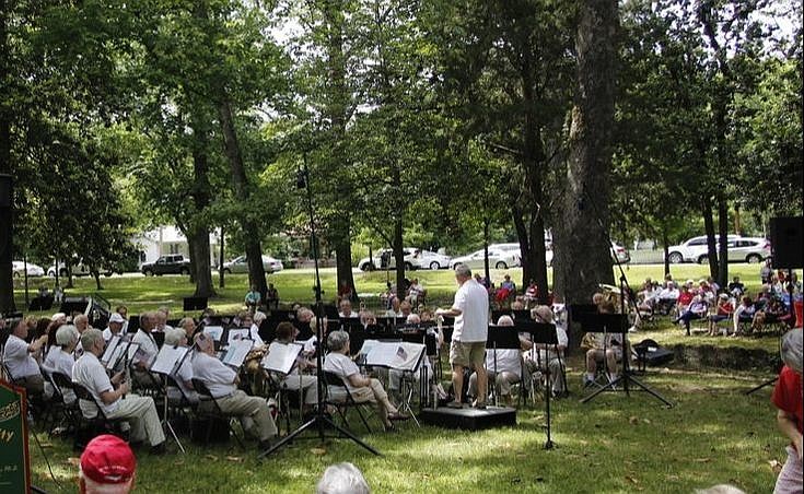 The Hot Springs Concert Band plays its 2017 Memorial Day Concert before an audience of nearly 1,000 in Whittington Park. - Submitted photo