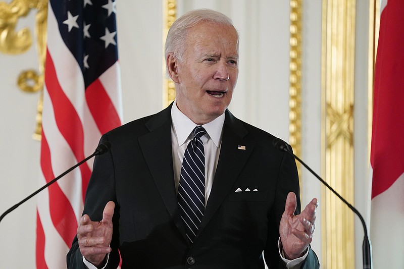 President Joe Biden speaks during a news conference with Japanese Prime Minister Fumio Kishida at Akasaka Palace, Monday, May 23, 2022, in Tokyo. (AP Photo/Evan Vucci)