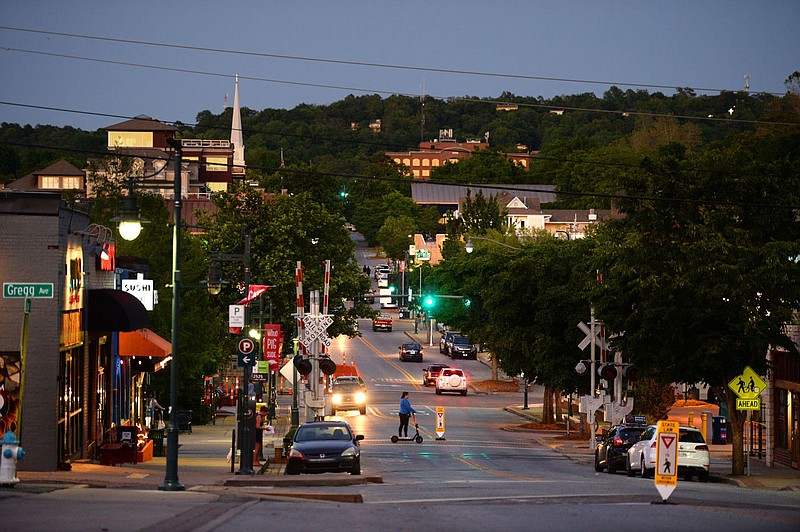 Dickson Street near Gregg Avenue is seen Friday, May 29, 2020, in Fayetteville. (File photo/NWA Democrat-Gazette/Andy Shupe)