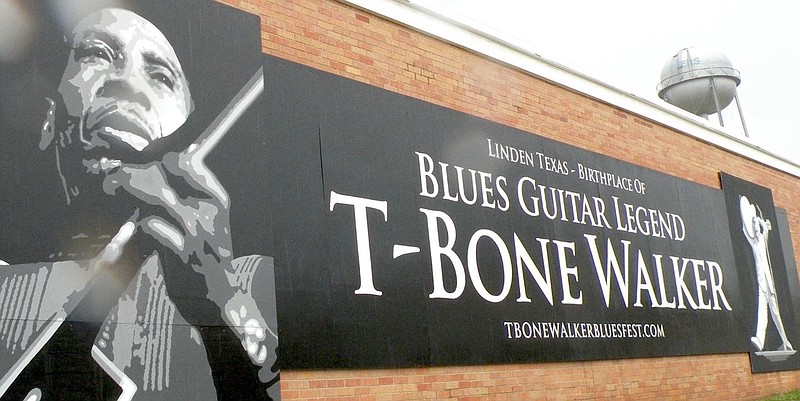 This is Linden’s outstanding public art of T-Bone Walker as created by the late muralist Brad Attaway (1954-2016), also of Linden. (Staff photo by Neil Abeles)