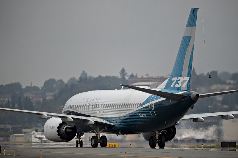 A Boeing 737 Max taxis after landing during a test flight in Seattle on Sept. 30, 2020. MUST CREDIT: Bloomberg pohoto by Chona Kasinger.