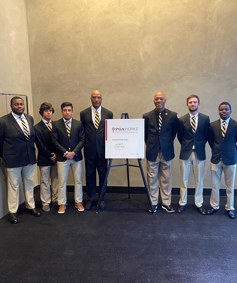 UAPB Head Golf Coach Roger Totten (middle) is transforming the Golden Lions into a formidable program after only four years at the school. (Photo courtesy of UAPB Athletics)