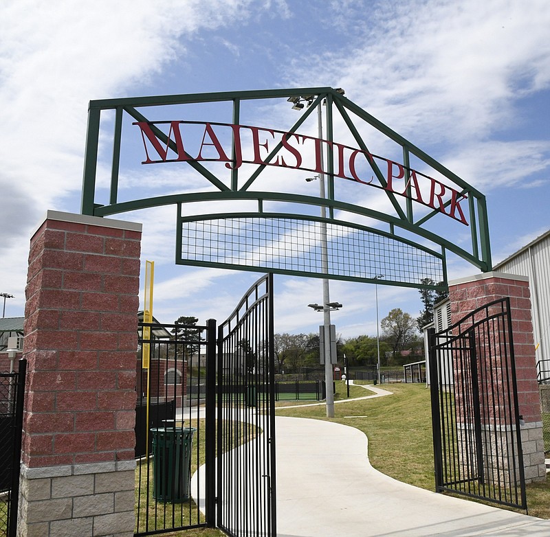 The front gates of Majestic Park are shown in April. - File photo by The Sentinel-Record