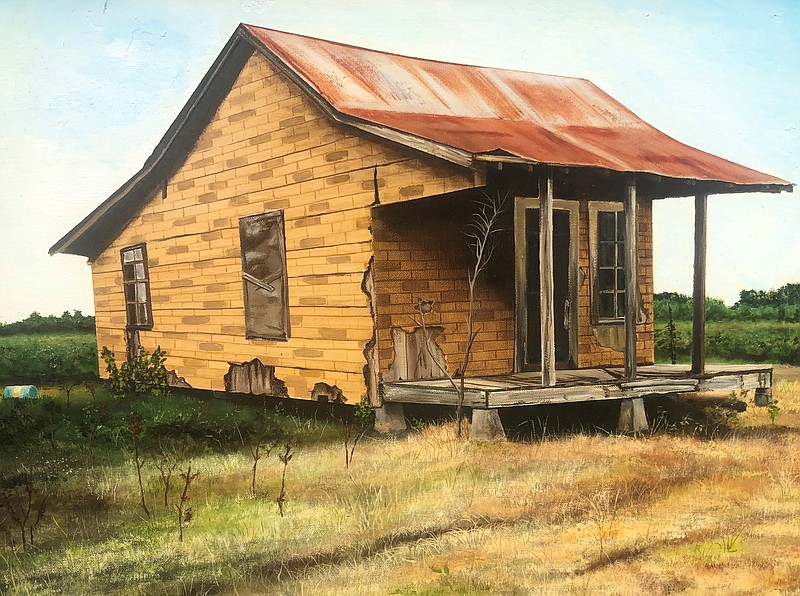“Tenant House No. 2” is among the 40 paintings by Hamburg native Glenda McCune in an exhibition titled “Southern Culture,” on display Friday-July 10 at Acansa Gallery in North Little Rock. (Special to the Democrat-Gazette)