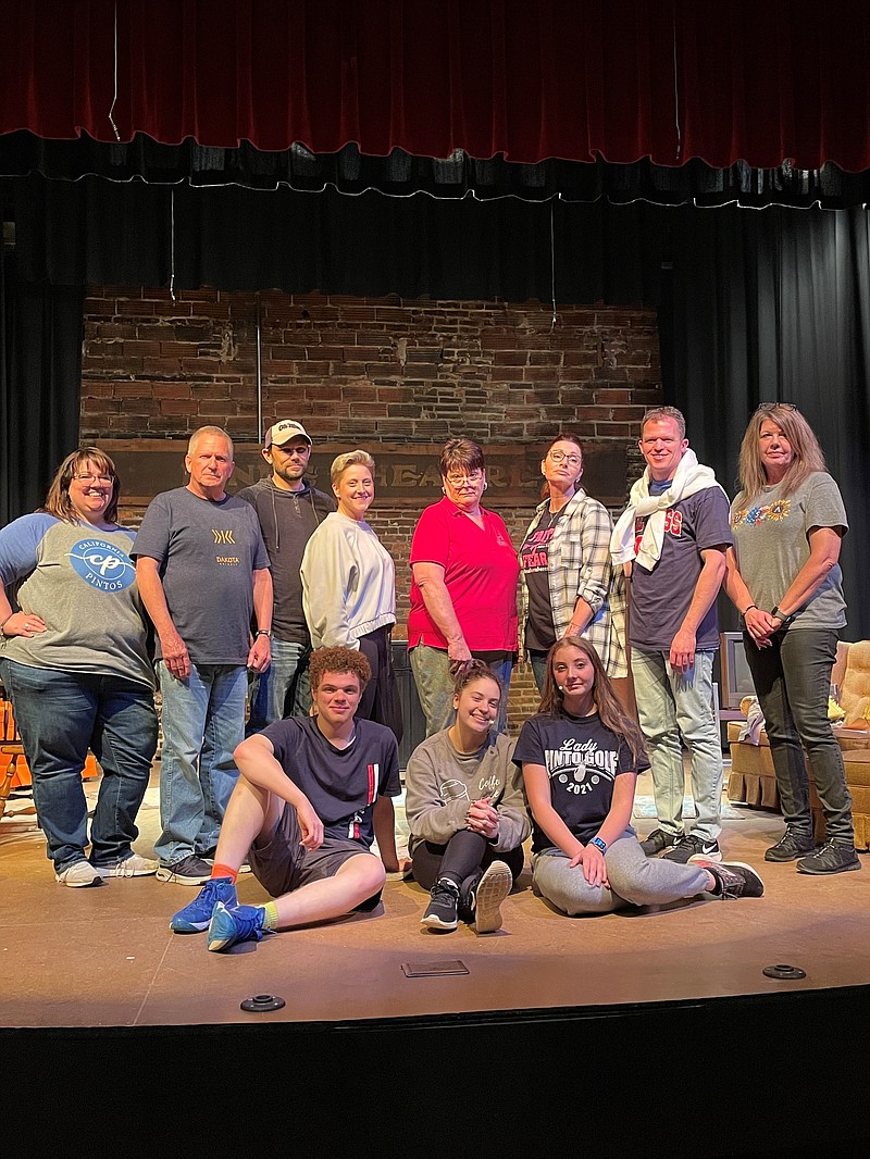 The cast of the Finke Theatre's production of "Southern Fried Funeral" prepare for their opening on Friday, June 10, 2022. Actors (front - left to right) Jassiah Smith, Evy McGill, Isabelle Allen, (back - left to right) Ronnie Korte, Dennis Donley, Andy Korte, Andrea Knipp, Lori Porter, Dyan Ingram, Nathaniel Donley and Pauline Summey rehearse daily as the date approaches. (Submitted photo)
