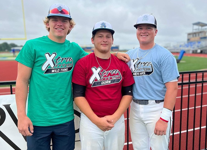 Photo By: Jessica Davis
(From left to right) Caleb Johnson, Lane Davis and Braden Brown all pose during the Xtra Innings Summer Classic.