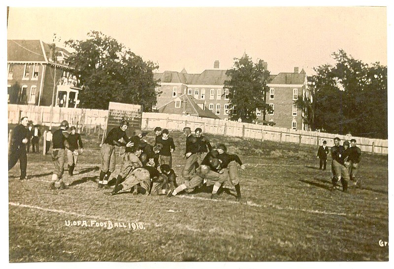 Fayetteville, 1910: 112 years ago the Razorbacks played on a grass field set in the midst of the campus.