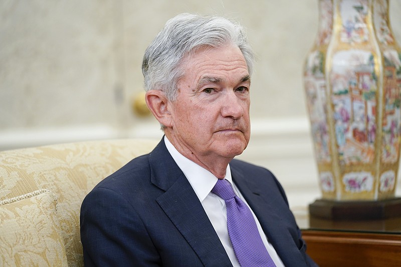 Federal Reserve Chairman Jerome Powell meets with President Joe Biden meets and Treasury Secretary Janet Yellen in the Oval Office of the White House, Tuesday, May 31, 2022, in Washington. (AP Photo/Evan Vucci)