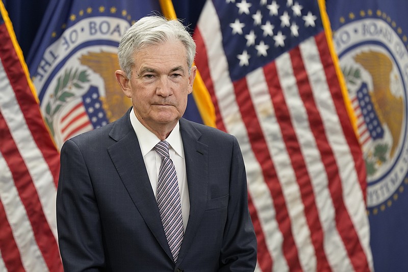 FILE - Federal Reserve Board Chair Jerome Powell participates in a swearing-in ceremony, Monday, May 23, 2022, in Washington. On Tuesday,, June 14, 2022, Treasurys, the IOUs the U.S. government gives to investors who lend it money, provided an indication that a recession may be more likely as two-year Treasurys traded at 3.39% while 10-year bonds were yielding 3.36%. (AP Photo/Patrick Semansky, File)