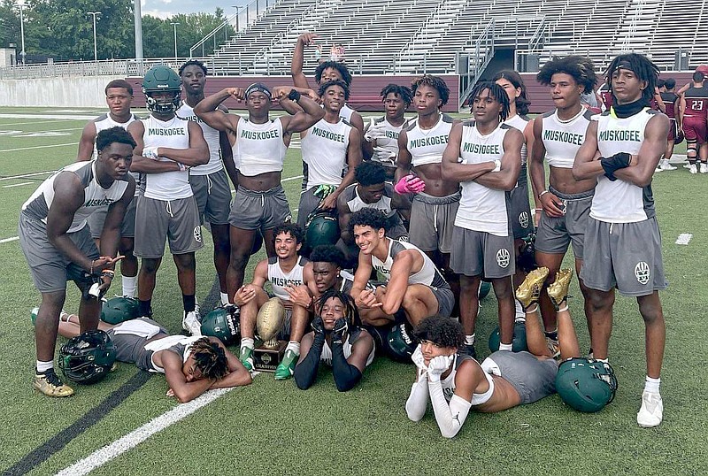 Photo submitted
The Muskogee (Okla.) Roughers defeated Springdale High to win the Stateline Shootout on Saturday at Panther Stadium in Siloam Springs.