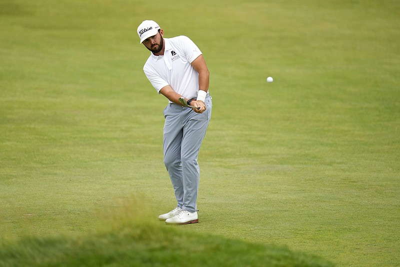 Hayden Buckley hits on the seventh hole during the second round of the U.S. Open golf tournament at The Country Club, Friday, June 17, 2022, in Brookline, Mass. (AP Photo/Julio Cortez)