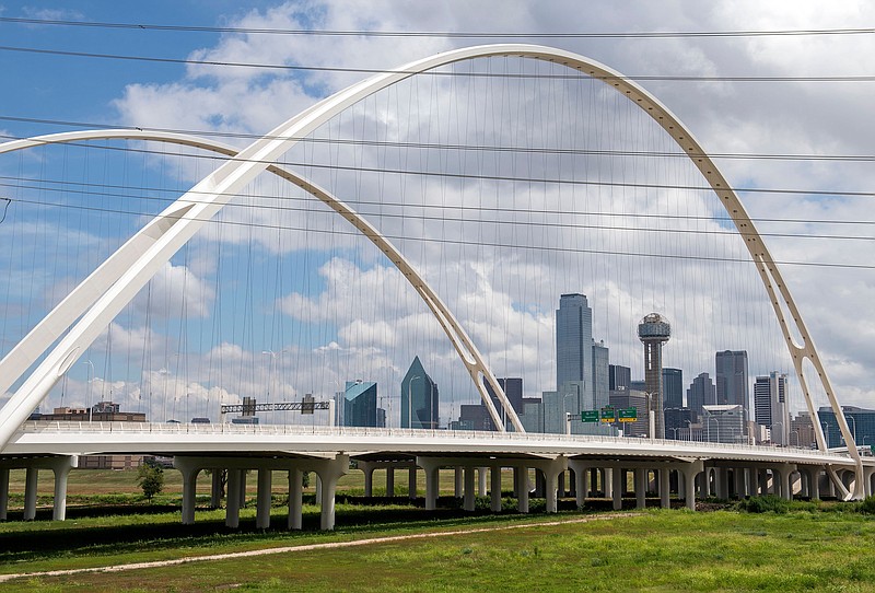 View of the Dallas skyline through the Horseshoe highway, built to upgrade the congested interchange in downtown Dallas, Texas, on July 21, 2020. (Valerie Macon/AFP/Getty Images/TNS)
