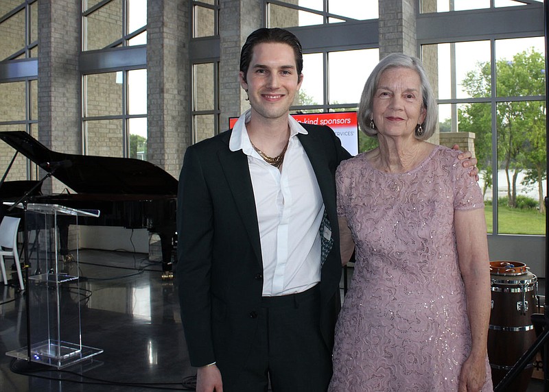 Symphony of Northwest Arkansas Executive Director Riley Nicholson and Mary Benjamin, 2022 Gala Honoree stand for a photo at SoNA's Summer Gala on June 12 at Heroncrest in Springdale.
(NWA Democrat-Gazette/Carin Schoppmeyer)