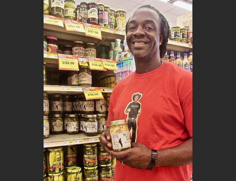 Dedric Davis’ pickles are sold at Hays Grocery in Blytheville. (Special to the Arkansas Democrat-Gazette/Marcia Schnedler)