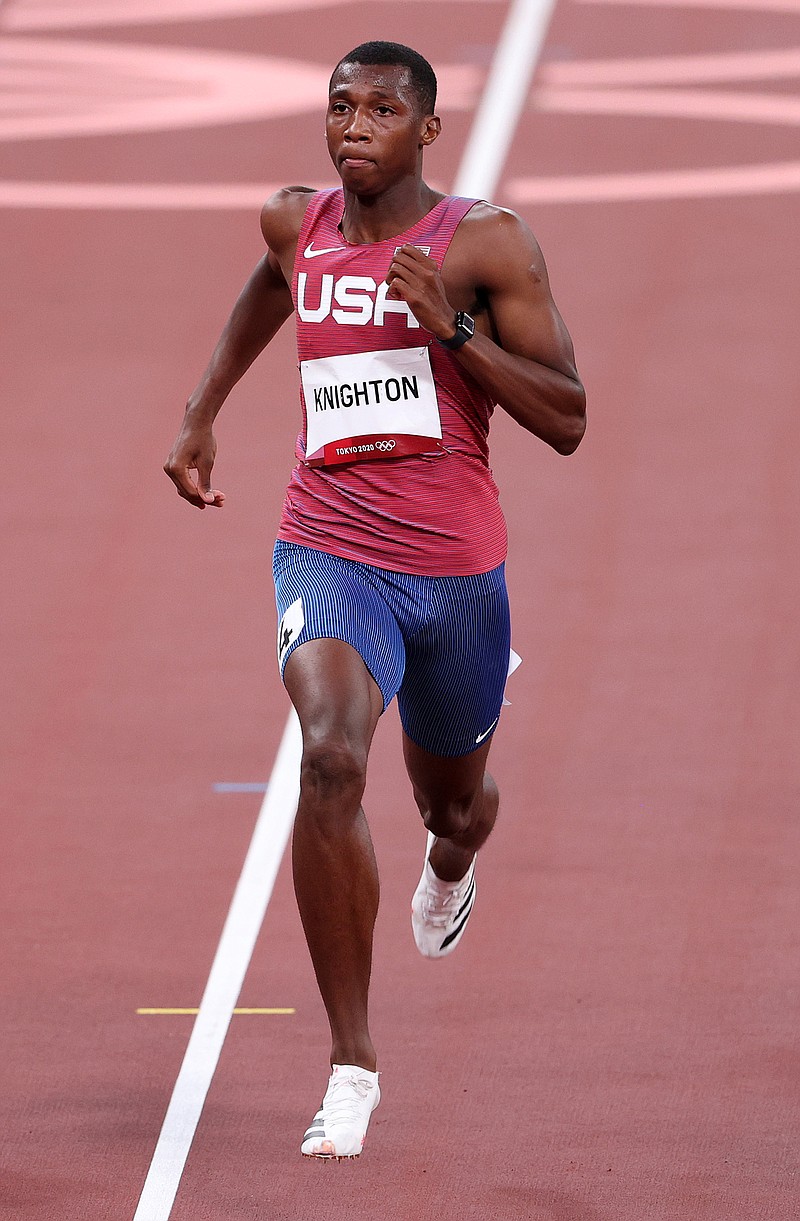 Erriyon Knighton of Team United States competes in the Men's 200m Semi-Final on day 11 of the Tokyo 2020 Olympic Games at Olympic Stadium on Aug. 3, 2021, in Tokyo, Japan. (Christian Petersen/Getty Images/TNS)