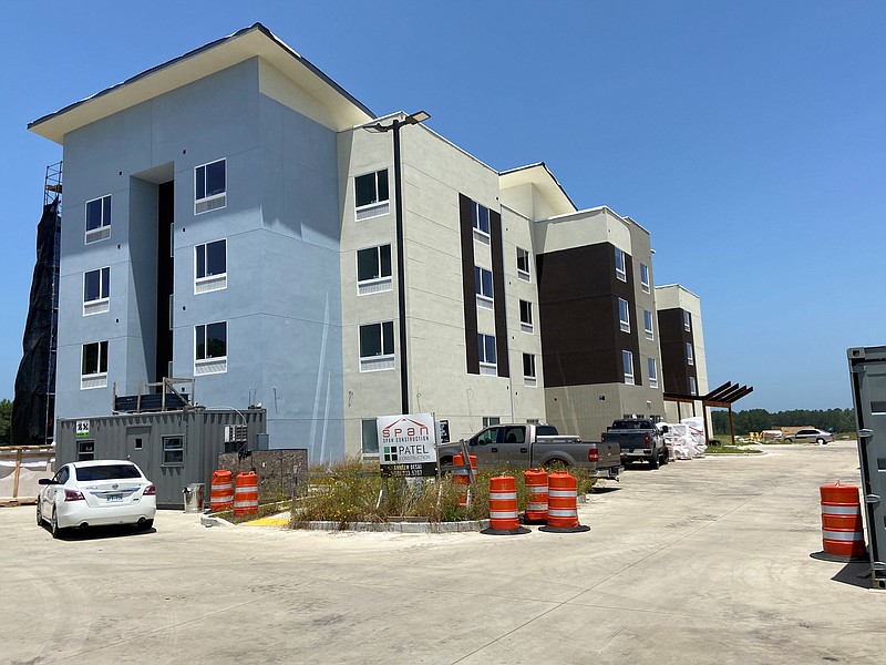 Construction on the $10 million-plus TownePlace Suites by Marriott is on track and expected to open by early fall, according to Umesh “U.E.” Patel, White Hall investor and business owner. (Special to The Commercial/Deborah Horn)