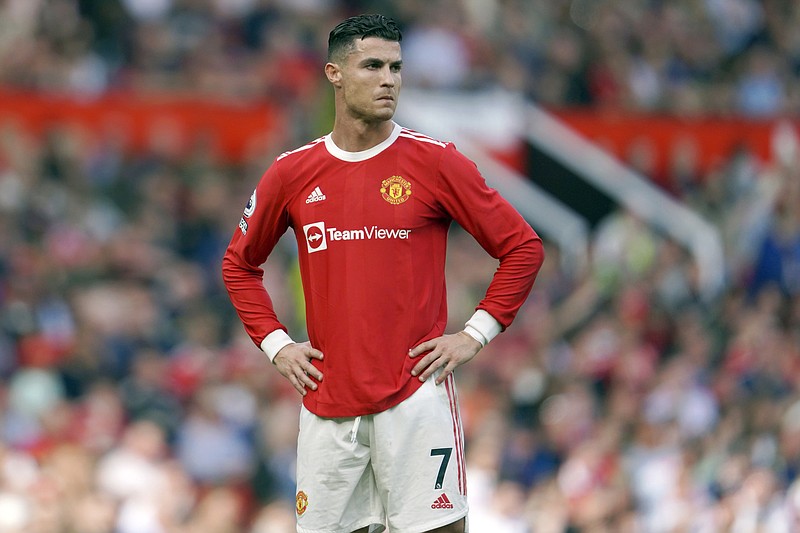 Manchester United's Cristiano Ronaldo stands on the pitch during a match against Norwich City at Old Trafford April 16 in Manchester, England. Ronaldo is asking a U.S. judge to order a woman's lawyer to pay more than $626,000 for losing a lawsuit to get the international soccer star to pay millions of dollars after claiming in 2018 that Ronaldo raped the woman in Las Vegas nearly a decade earlier. - Photo by Jon Super of The Associated Press