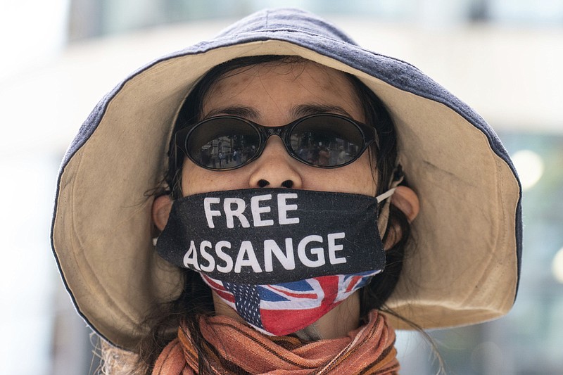 Supporters of Wikileaks founder Julian Assange protest outside the Home Office in London, Friday July 1, 2022, to call for his release from prison and to mark his 51st birthday on Saturday. WikiLeaks founder Julian Assange has appealed against the British&#x2019;s government decision last month to order his extradition to the U.S. The appeal was filed Friday July 1, 2022 at the High Court. It's the latest twist in a decade-long legal saga sparked by his website&#x2019;s publication of classified U.S. documents. (Dominic Lipinski/PA via AP)