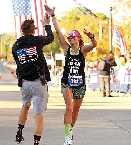 Leslie Darden participates in the Hero’s Run, a half-marathon in Shreveport, Louisiana. Darden competed in the event in 2018. (Contributed)