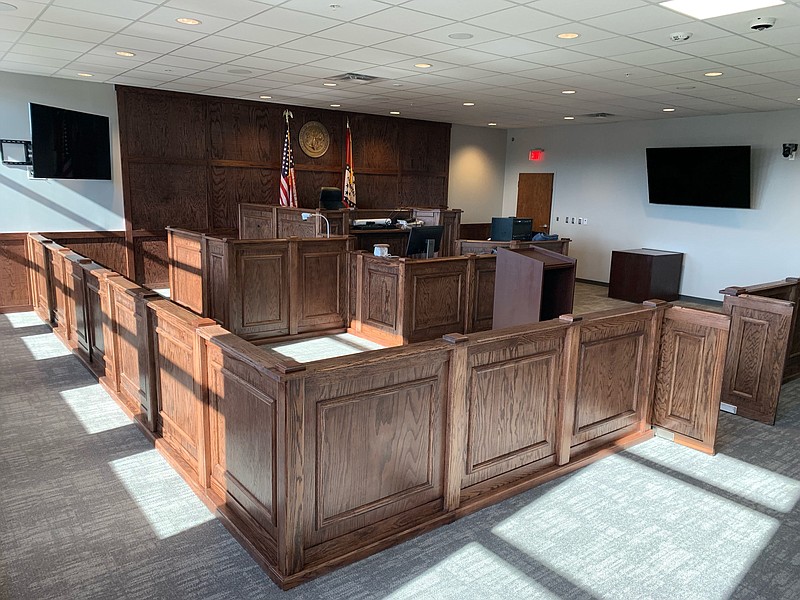 A newly completed courtroom is seen Friday, Dec. 3, 2021, in the Benton County Courthouse in Bentonville. (NWA Democrat-Gazette/Andy Shupe)