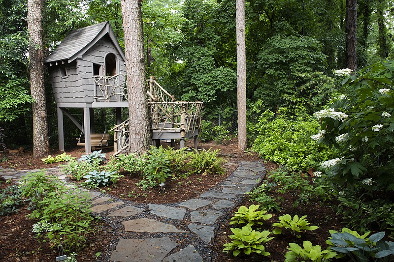 A backyard landscape by Atlanta-based Shades of Green Permaculture, which offers a free online webinar called "Intro to Climate Action Landscaping." (Shades of Green Permaculture via The Washington Post)