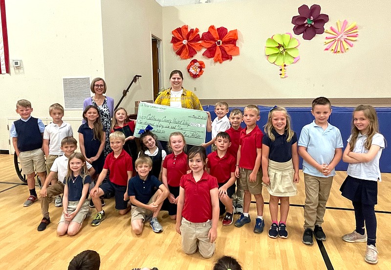 First grade students at St. Peters Catholic School raised the most money this year for Callaway County United Way's annual penny drive and won a pizza party. CONTRIBUTED