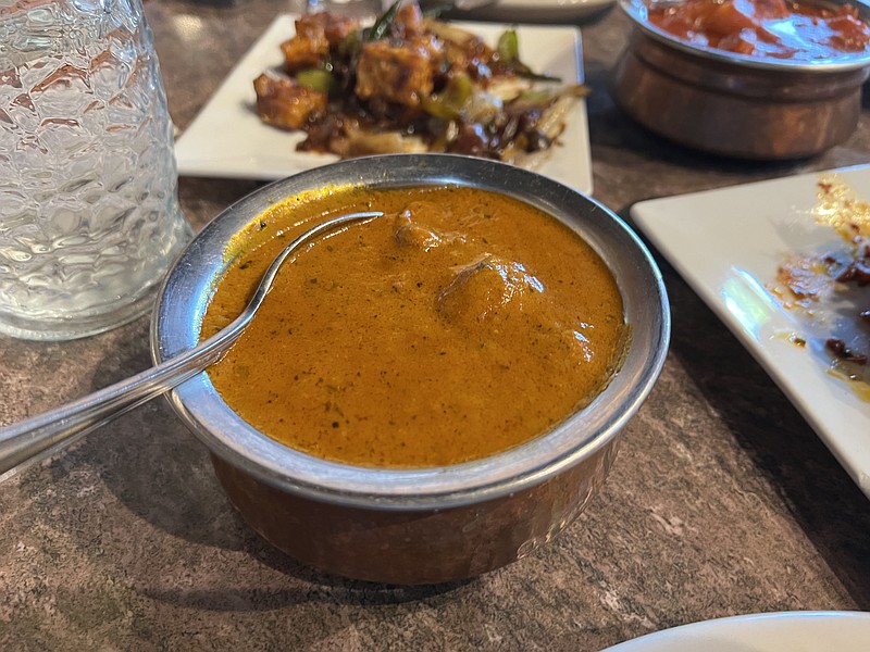 The lamb in Saffron's Iran Gosh was tender; the sauce was flavorful but not particularly spicy. (Arkansas Democrat-Gazette/Eric E. Harrison)