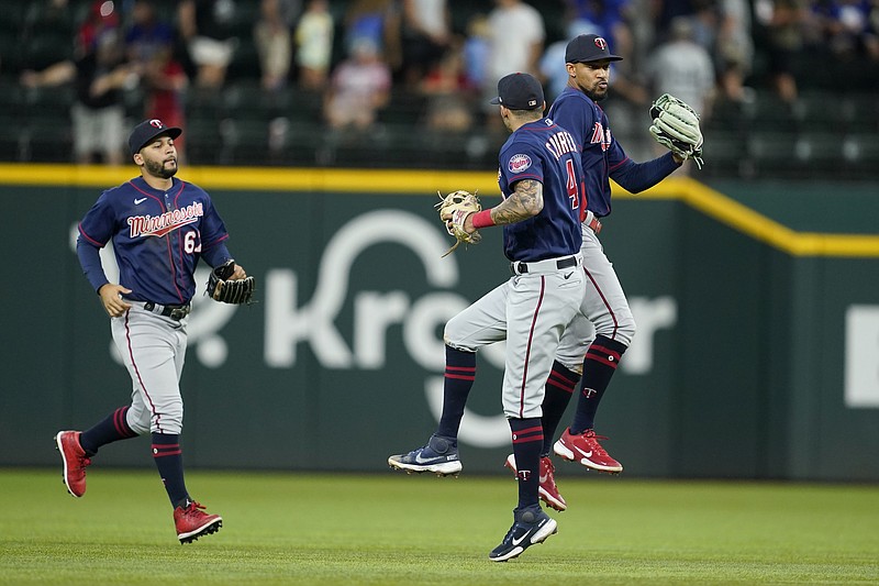 Byron Buxton of the Minnesota Twins celebrates after hitting a