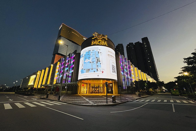 MGM Grand Macau casino resort is closed in Macao, Monday, July 11, 2022. Streets in the gambling center of Macao were empty Monday after casinos and most other businesses were ordered to close while the Chinese territory near Hong Kong fights a coronavirus outbreak. (AP Photo/Kong)