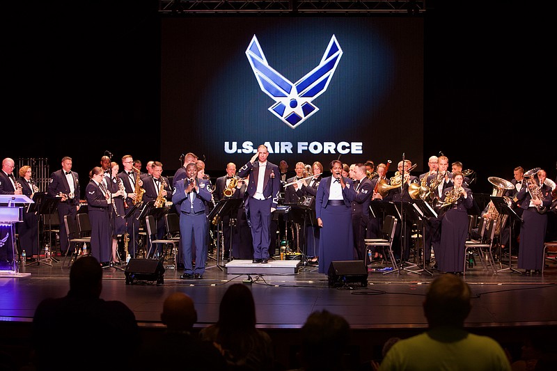 The United States Air Force Band of Mid-America Concert Band performs Friday at the finale of the Arkansas Bandmasters Association’s annual convention in Fort Smith and July 31 at Little Rock's First Security Amphitheater. (Special to the Democrat-Gazette)