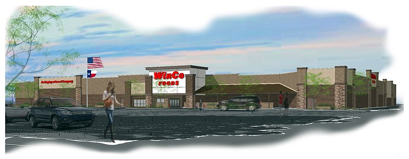 An artist's rendering shows what a proposed WinCo Foods supermarket would look like after construction at the west end of Central Mall in Texarkana, Texas. (City of Texarkana, Texas)