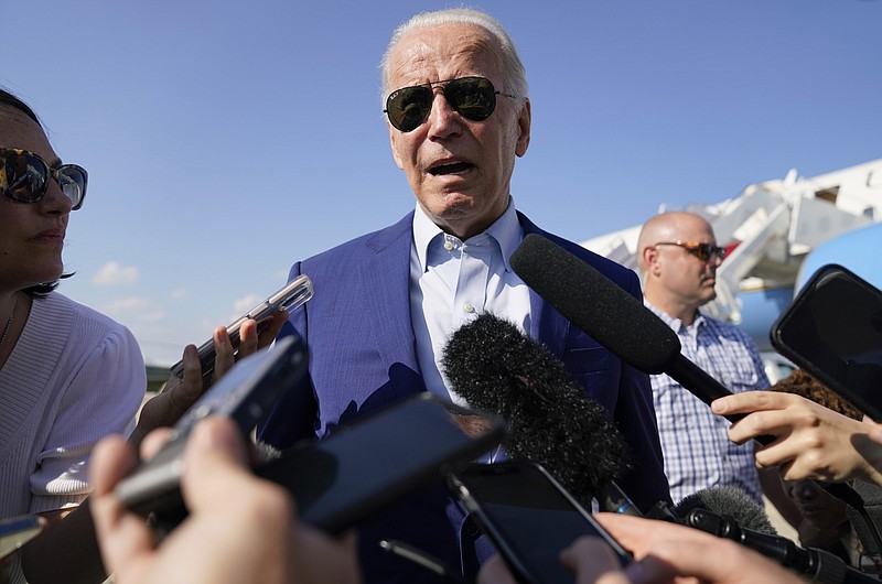 The Associated Press
President Joe Biden speaks to members of the media after exiting Air Force One on Wednesday at Andrews Air Force Base, Md.