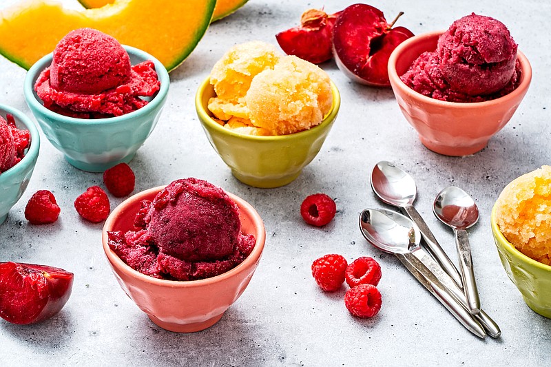 Any Fruit Sorbet made with raspberries, cantaloupe and plums. (For The Washington Post/Scott Suchman)