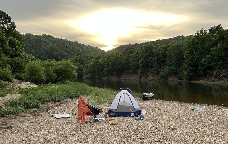 After each day on the Buffalo National River, Dennis "Hete" Heter enjoyed a pristine gravel bar campsite. 
(Courtesy photo/Dennis Heter)