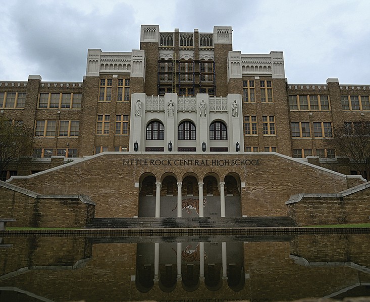 Little Rock Central High School is seen in this file photo. Members of the Little Rock Board of Directors on Tuesday voted to temporarily stop issuing permits for demolition and exterior building modifications in the historic district near the school. (Arkansas Democrat-Gazette / Stephen Swofford)