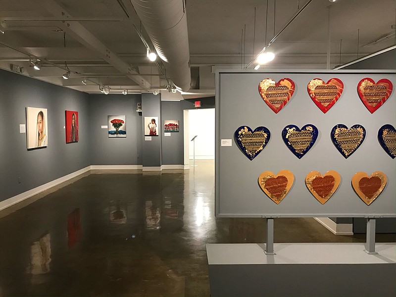 "During the pandemic, I decided to invest time in learning a new medium and creating a new type of art to add to my overall body of work," Kauser says. "My mixed media abstract art, known as the ‘Shine Heart’ series, is created from various materials, including South Asian fabrics, acrylic, gold leaf and epoxy resin." It is included in the Fort Smith Regional Art Museum exhibition.

(Courtesy Photo)