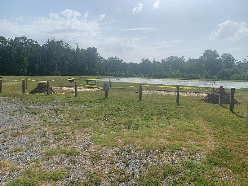 The White Hall maintenance and public works departments have started the preliminary dirt work on the O.C. Cannon Fishing Park at White Hall. It will offer visitors two pavilions and a pier that extends out over the water for fishermen. The pond is already a popular fishing hole, however the city plans to enhance the experience for visitors. The Arkansas Game and Fish Commission stocks the two-acre pond with bream, crappie and bass. (Special to The Commercial)