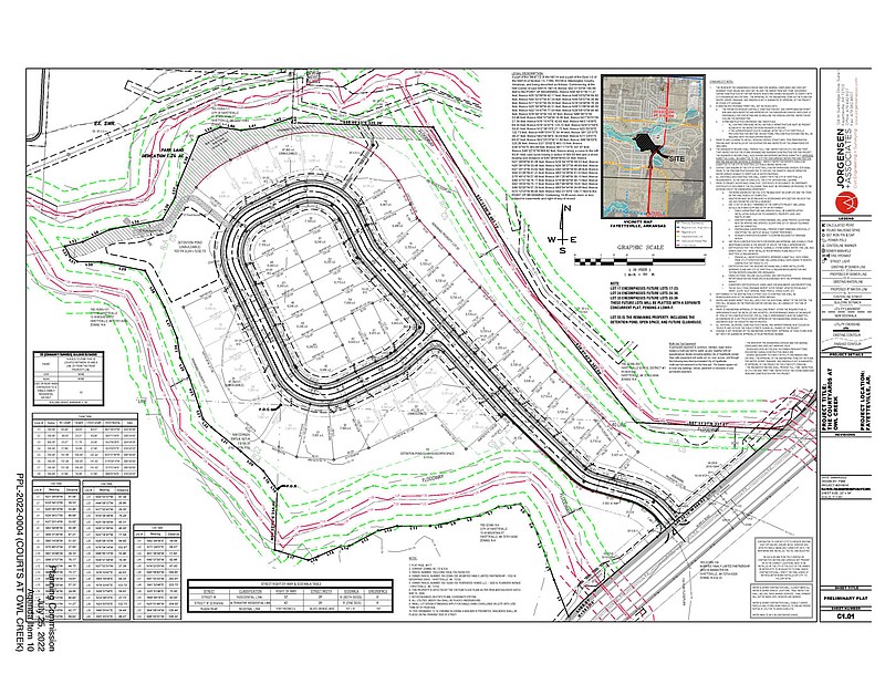 A drawing shows a preliminary plan for a subdivision southwest of Owl Creek school in Fayetteville. (Courtesy/Fayetteville)