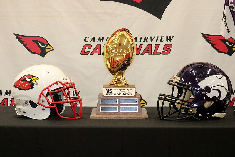 Photo By: Michael Hanich
The 7 South Showdown trophy presented on Camden Fairview's media day.