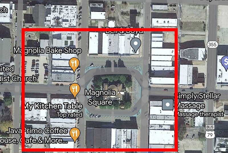 The area for the proposed entertainment district is in the red square. (Banner News)