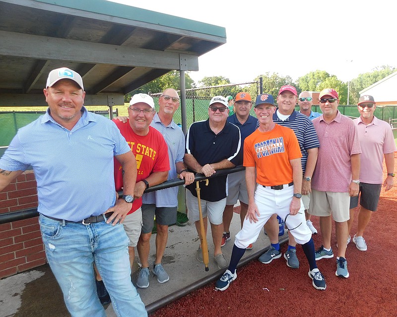 Alan Swaim, fourth from left, stands with members of his 1985 American Legion team prior to a AA American Legion state baseball tournament at Hunt's Park in Fort Smith. Since the 1980s, Swaim has impacted area youth as a coach and as the director of the Field of Dreams complex in Van Buren. 
Courtesy photo Jerry Glidewell, Fort Smith Boys and Girls Club