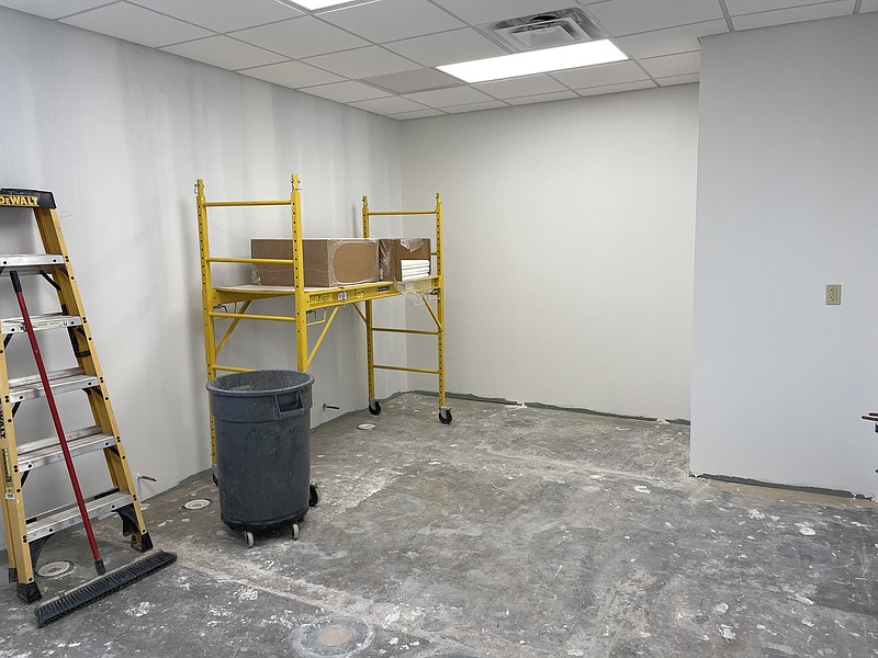 Democrat photo/Kaden Quinn
Jamestown C-I continues to work on construction of secondary bathrooms in preparation for upcoming school year. The project is set to be completed in September.